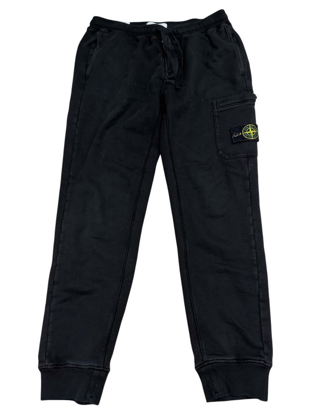 Stone Island Organic Cotton Fleece Cargo Sweatpants Mens Size Medium Black